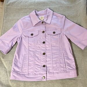 Lavender Button-Up Short Sleeve Denim-Style Jacket